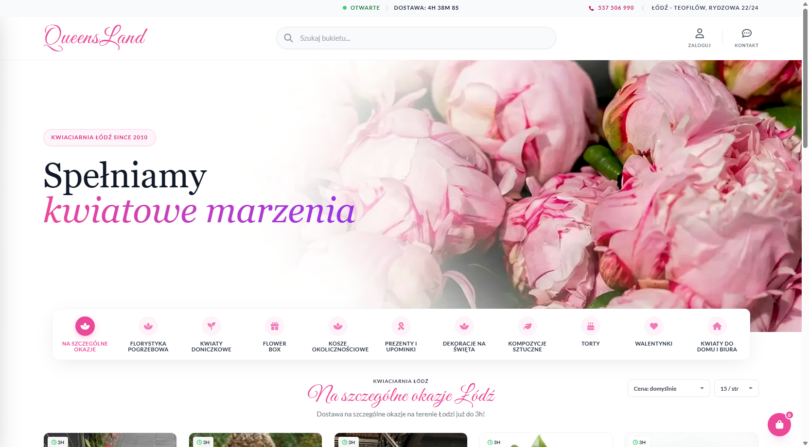 E-commerce experience for a florist project